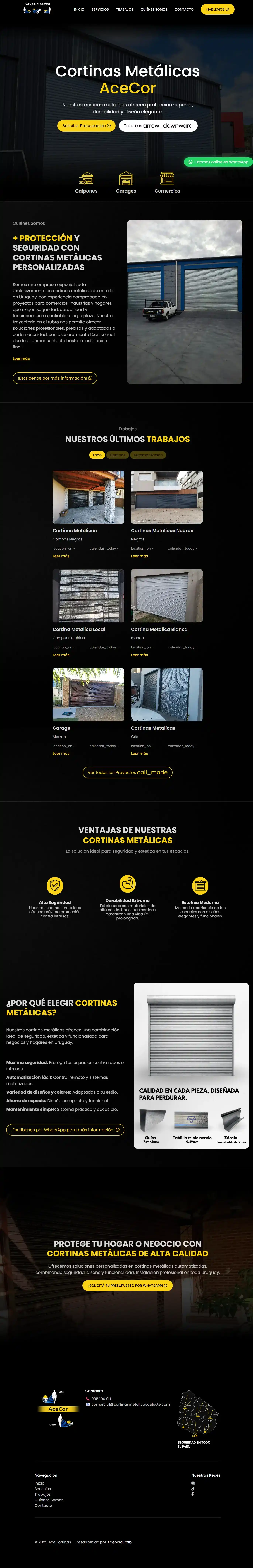 Pagina web para Acecortinas - Cortinas metalicas en Uruguay