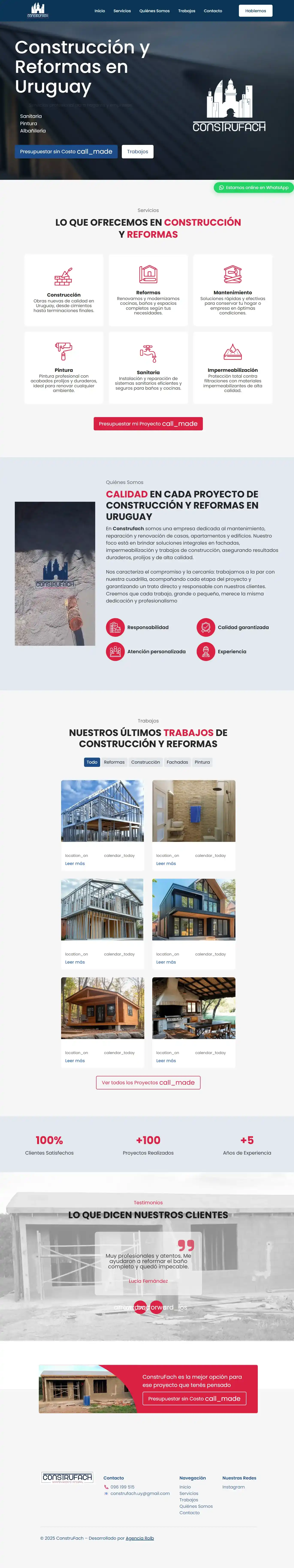 Pagina web para ConstruFach - Construccion y reformas en Uruguay